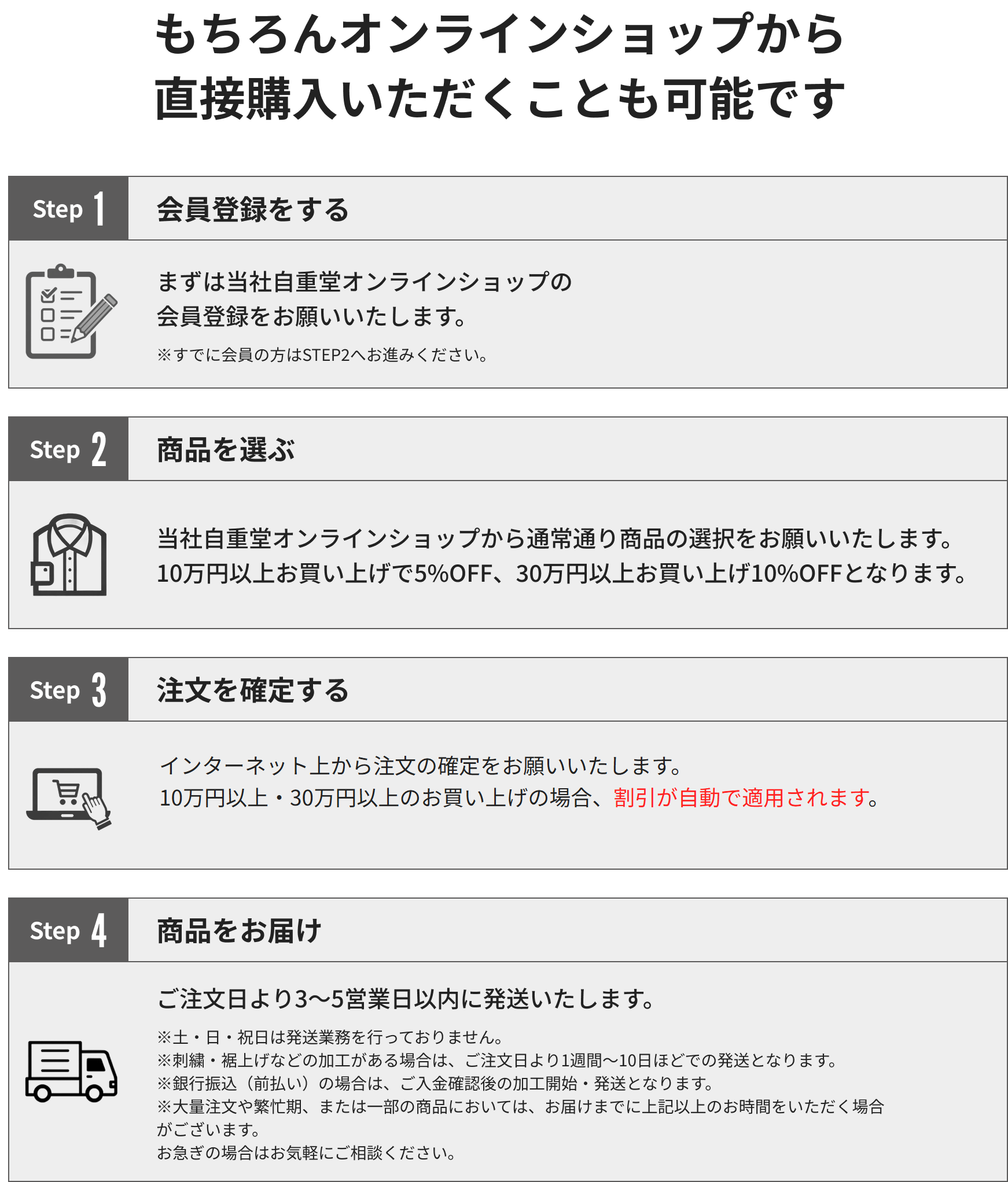 オンラインショップでのご注文の流れ