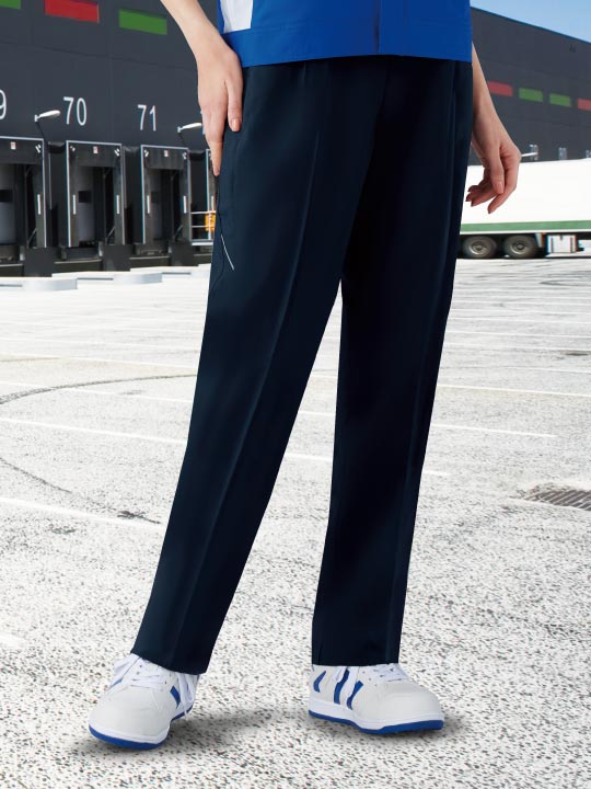 製品制電ストレッチレディースワンタックパンツ(裏付)　※SLIM FIT※