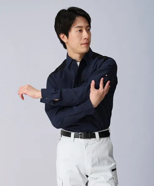 製品制電ストレッチ長袖シャツ ※SLIM FIT※ 画像2