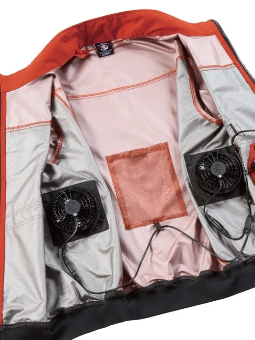 空調服(R)半袖ブルゾン＋14.4V瞬間冷却超大容量ターボハイパワーファン対応スターターキット（ファンチャコールグレー）※ケーブル差込口は円形 画像7