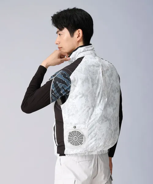 空調服(R)ベスト＋14.4V瞬間冷却超大容量ターボハイパワーファン対応スターターキット（ファンブラック）＋インナー（ブラックカモフラ）付フルセット 画像6