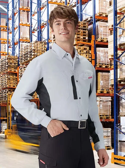 製品制電ストレッチ長袖シャツ　※SLIM FIT※