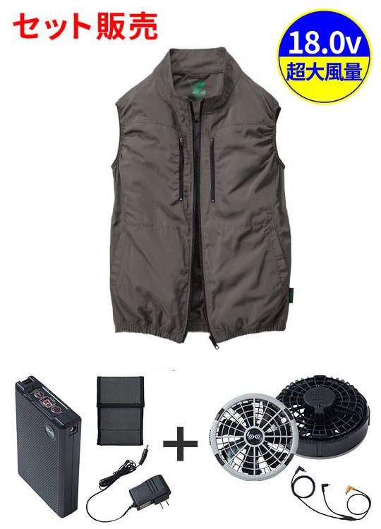空調服(R)エコベスト＋18.0V超大風量瞬間冷却ターボハイパワーファン対応スターターキット（ファングレー）
