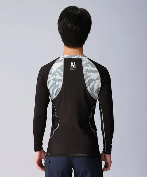 空調服(R)長袖ブルゾン＋14.4V瞬間冷却超大容量ターボハイパワーファン対応スターターキット（ファンブラック）＋インナー（シルバーカモフラ）付フルセット 画像9