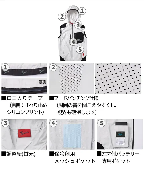 空調服(R)ベスト（フード付）(ファン無し) 画像8