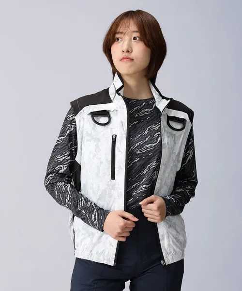 空調服(R)長袖ブルゾン＋14.4V瞬間冷却超大容量ターボハイパワーファン対応スターターキット（ファンブラック）＋インナー（ブラックカモフラ）付フルセット 画像9