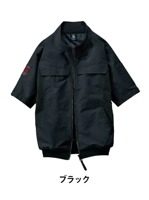 空調服(R)半袖ブルゾン＋14.4V瞬間冷却超大容量ターボハイパワーファン対応スターターキット（ファンレッド）※ケーブル差込口は円形 画像5