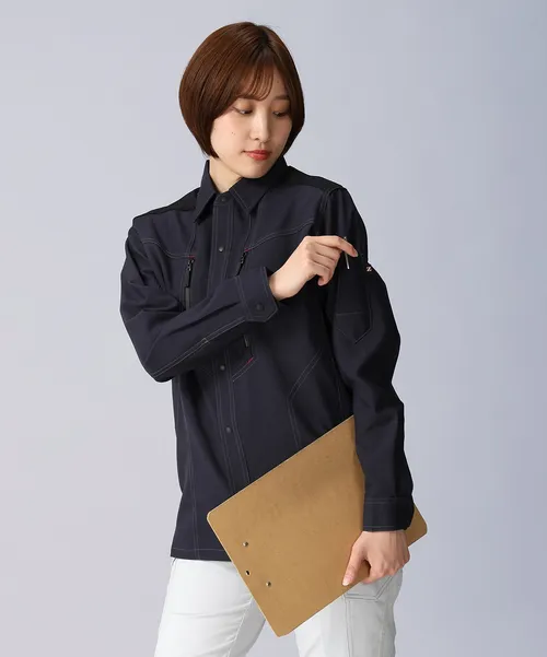 製品制電ストレッチ長袖シャツ ※SLIM FIT※ 画像4