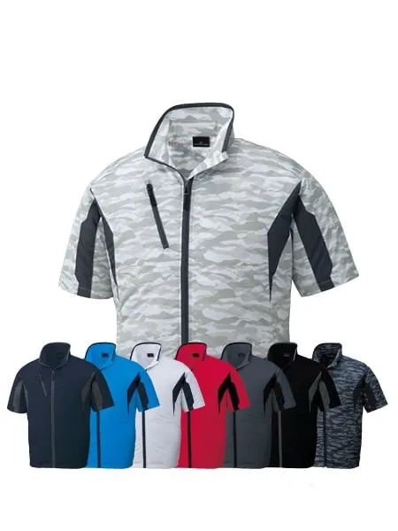 空調服(R)半袖ジャケット＋14.4V瞬間冷却超大容量ターボハイパワーファン対応スターターキット（ファンチャコールグレー）※ケーブル差込口は円形 画像2