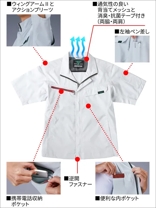 エコ製品制電ストレッチ半袖ジャンパー※REGULAR※ 画像7