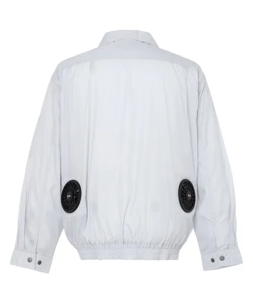 空調服(R)長袖ブルゾン＋14.4V瞬間冷却超大容量ターボハイパワーファン対応スターターキット（ファンブラック）＋インナー（イエローカモフラ）付フルセット 画像3
