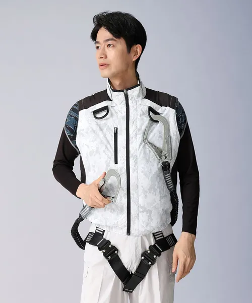 空調服(R)ベスト＋14.4V瞬間冷却超大容量ターボハイパワーファン対応スターターキット（ファンブラック）＋インナー（ブラックカモフラ）付フルセット 画像8
