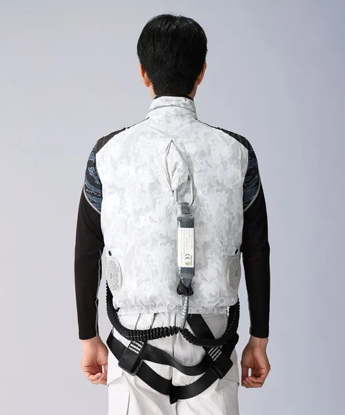 空調服(R)ベスト＋14.4V瞬間冷却超大容量ターボハイパワーファン対応スターターキット（ファンブラック）＋インナー（ブラックカモフラ）付フルセット 画像9